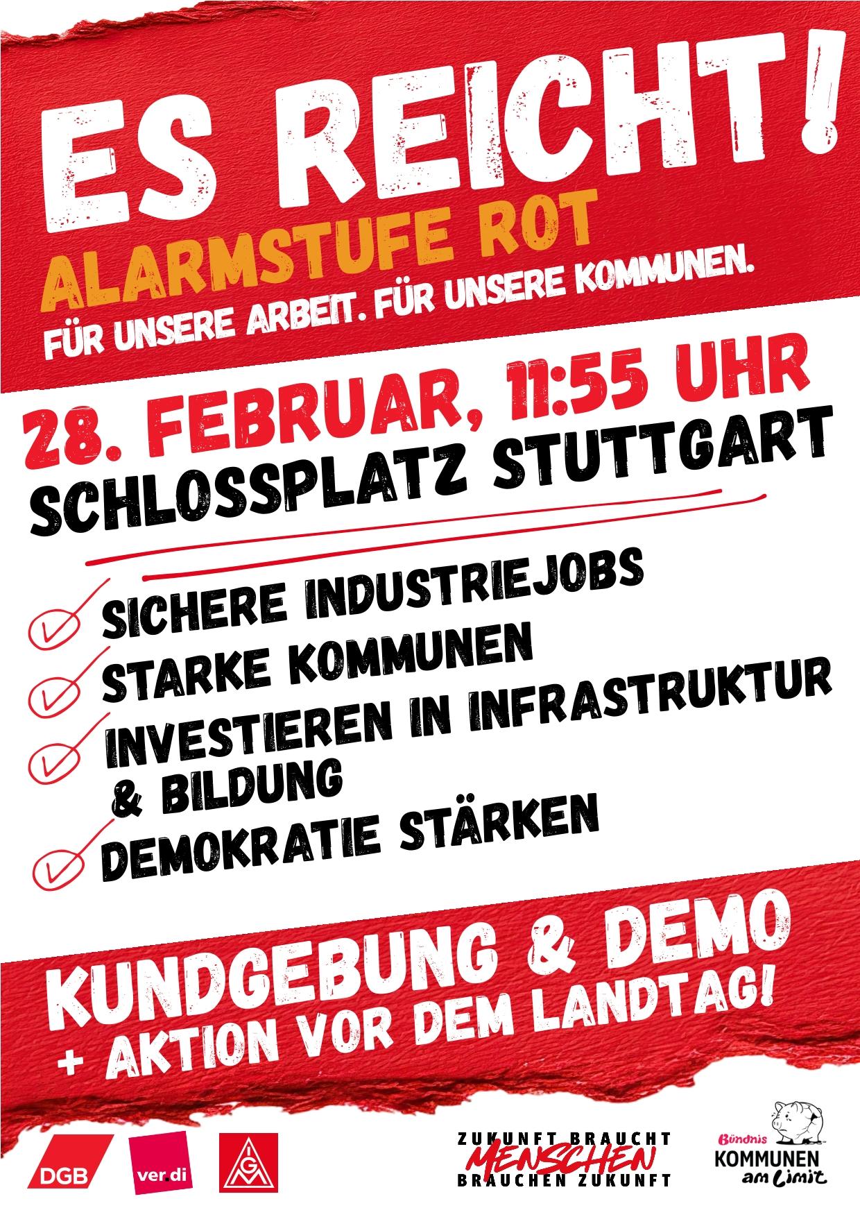 Aufruf der IG Metall zum Aktionstag am 28.02.2026 in Stuttgart