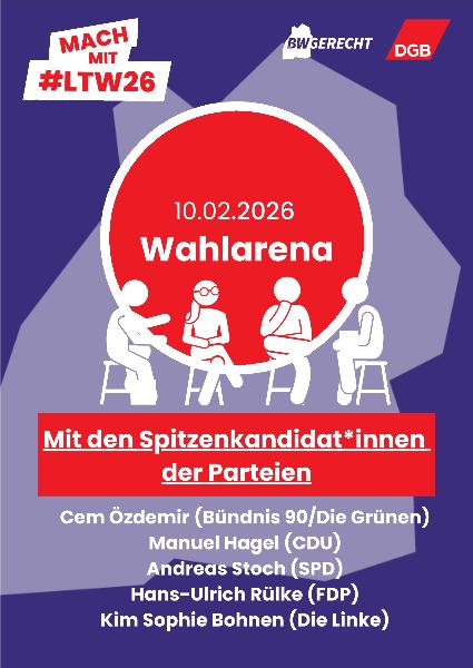 Watchparty Wahlarena des DGB zur Landtagswahl mit den Spitzenkandidat*innen