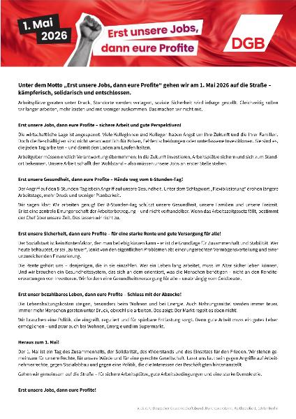 Aufruf des DGB zum 1. Mai 2026